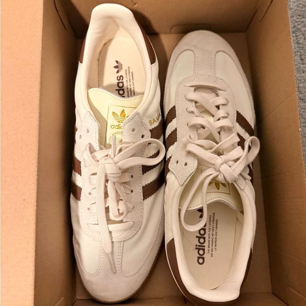 Adidas Samba White and Brown Trainers